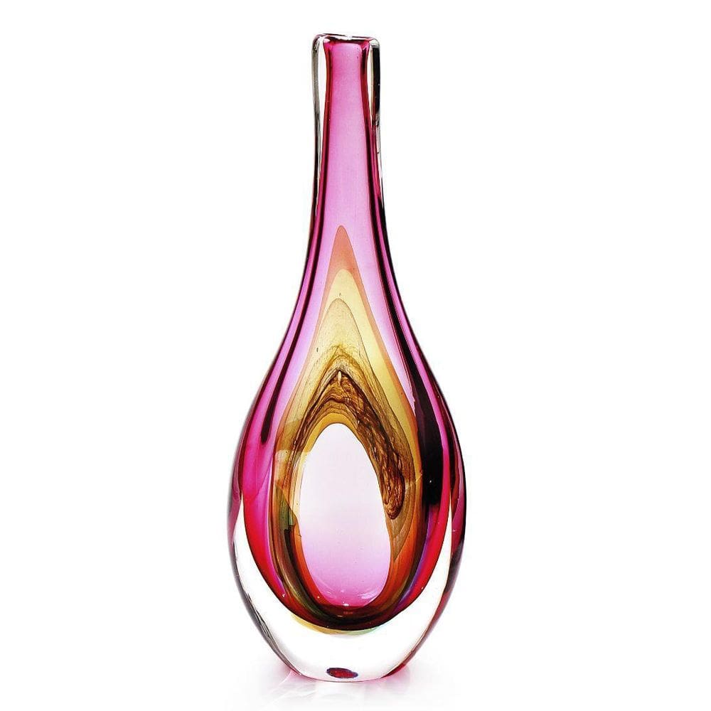 Vaso Em Cristal Murano Rosa - São Marcos 52Cm