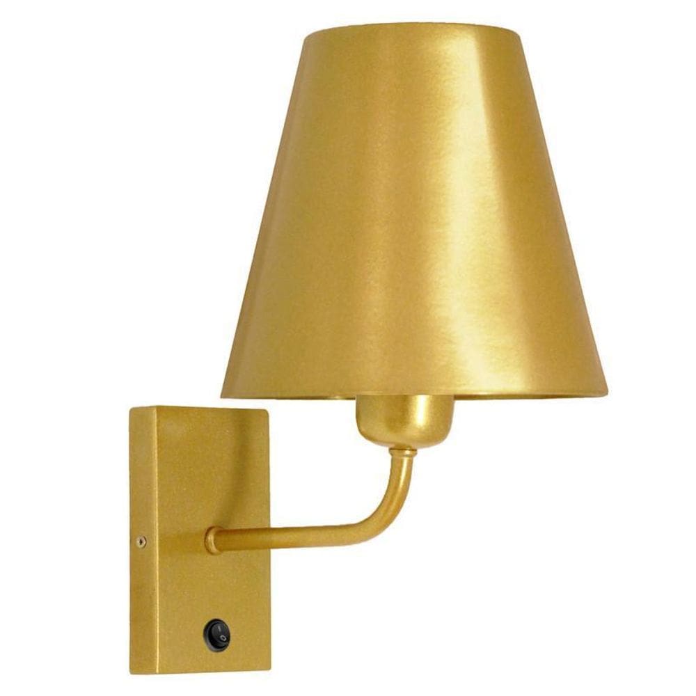 Arandela Parede Luminária Cúpula Metal Interruptor Dourado