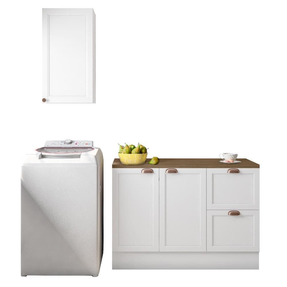Cozinha Modulada Unna 2 Peças Aéreo 41cm e Balcão 120cm com Tampo MDP - Poliman Móveis