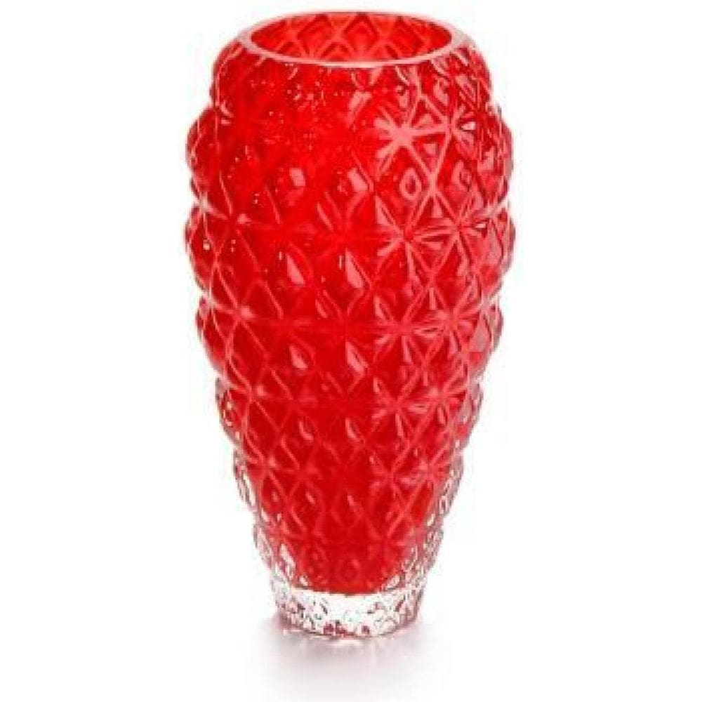 Vaso Em Cristal Murano Vermelho - São Marcos 25Cm