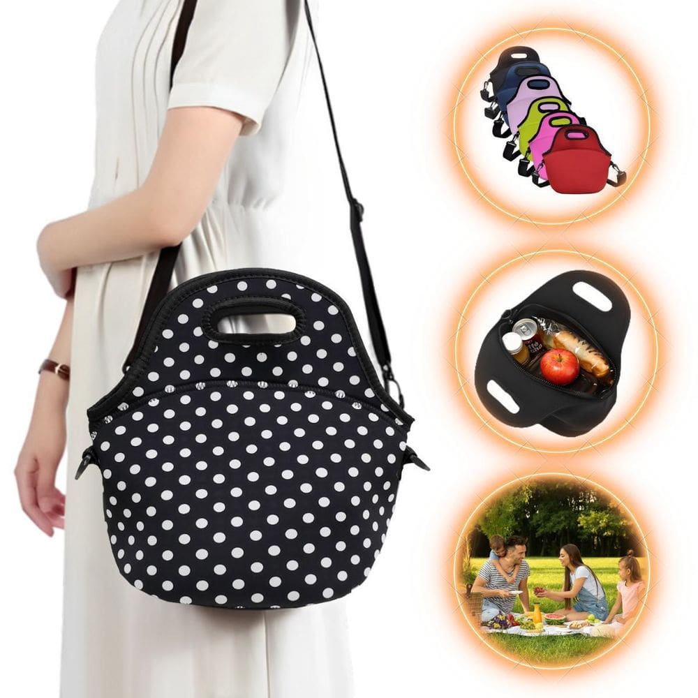 Bolsa Lancheira Térmica Neoprene Adulto Infantil Bola Branca