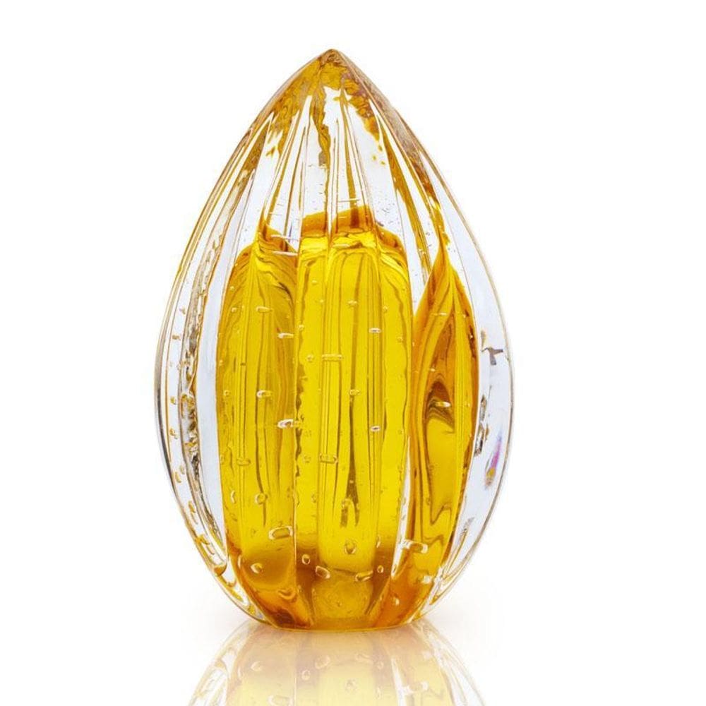 Vaso Pinha Em Cristal Murano Âmbar - São Marcos 16Cm