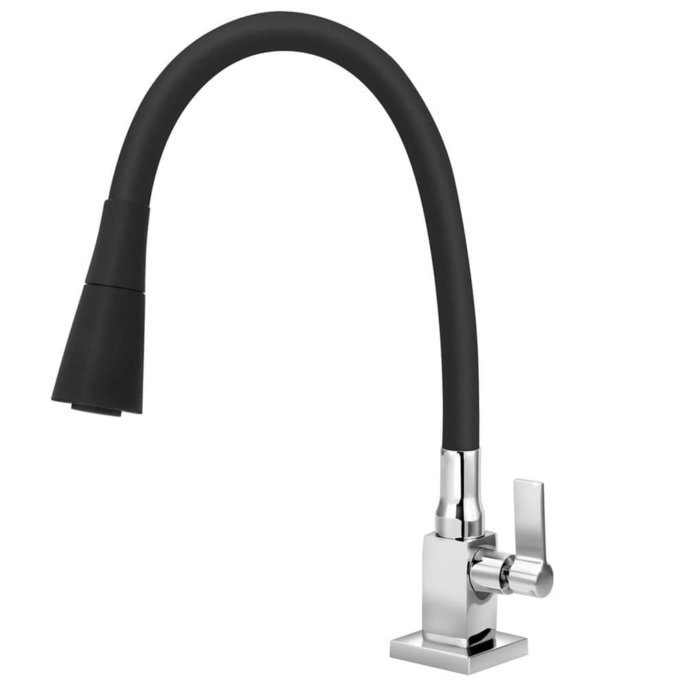 Torneira de Mesa para Cozinha Quadrada Premium Cone Duplo Jato Preto 2704 C/75 - 772540 - STOC