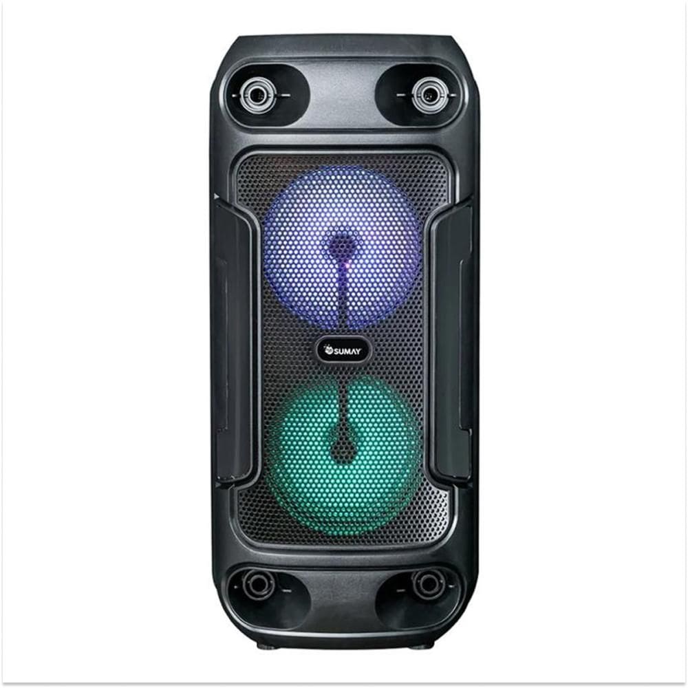 Caixa de Som Portátil Sumay Slim Black 80W Bluetooth TWS USB