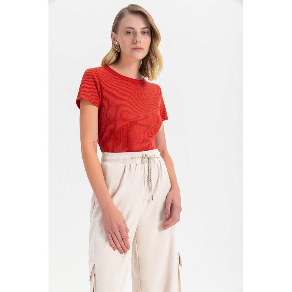 Blusa feminina em ribana canelada Essendi - P