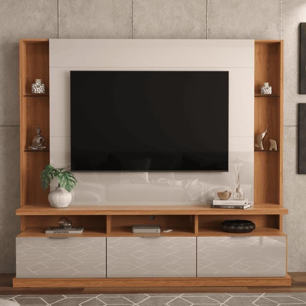 Painel Tv Daca Jequitiba-off White Perolizado