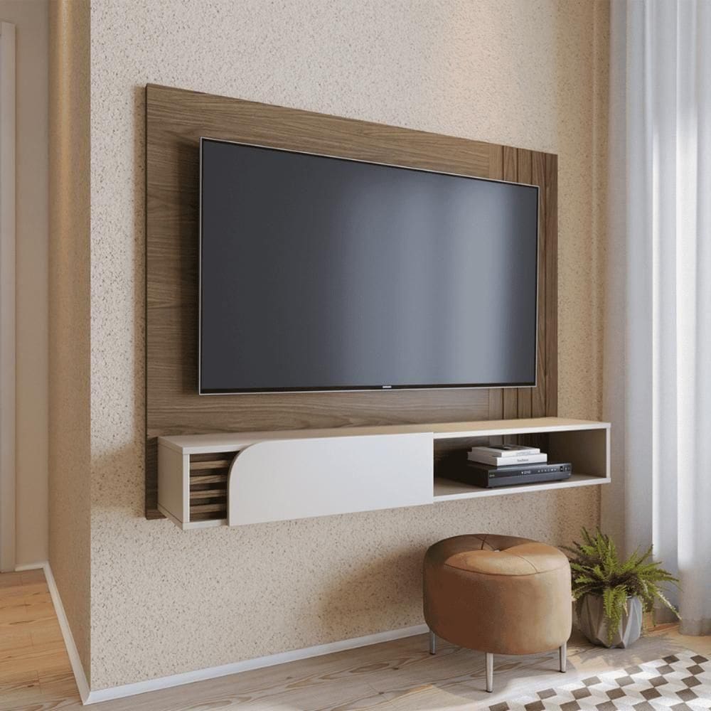 Painel Para Tv Quebec Amendoa Off White Matte