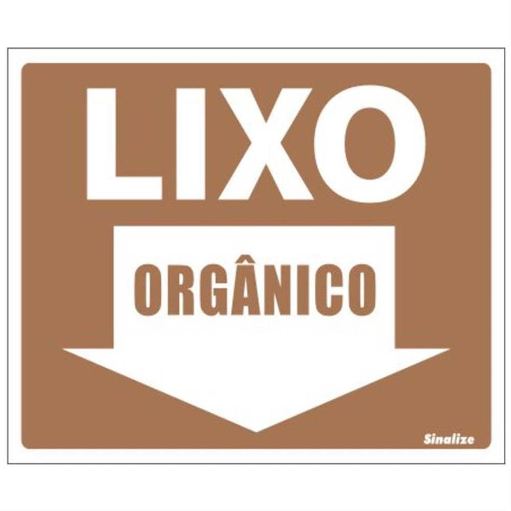 Placa de Poliestireno Auto-Adesiva 20x15cm Lixo Orgânico - 220 BJ - SINALIZE