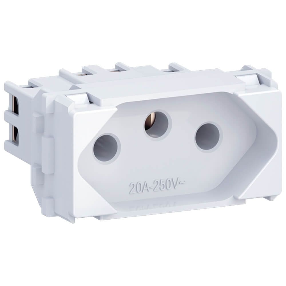 Tomada 2P+T com 20 Ampères 250 Volts Branco - E011100120 - WETZEL