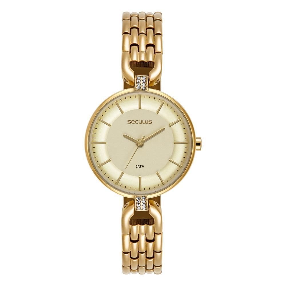 Relógio Seculus Feminino Ref: 44286Lpsvdb1 Bracelete Dourado