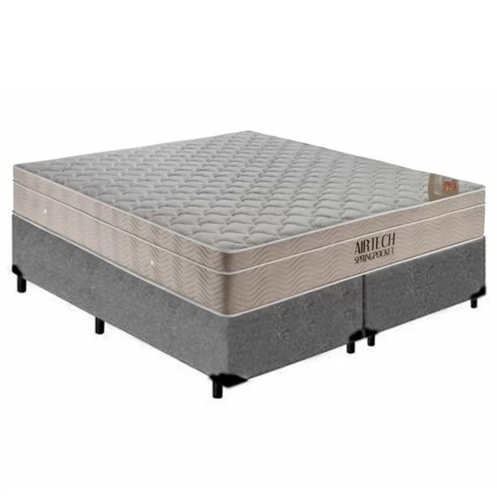 Cama Base Queen Bipartido Molas Ensacadas Airtech Spring 158x198 Cinza - Ortobom