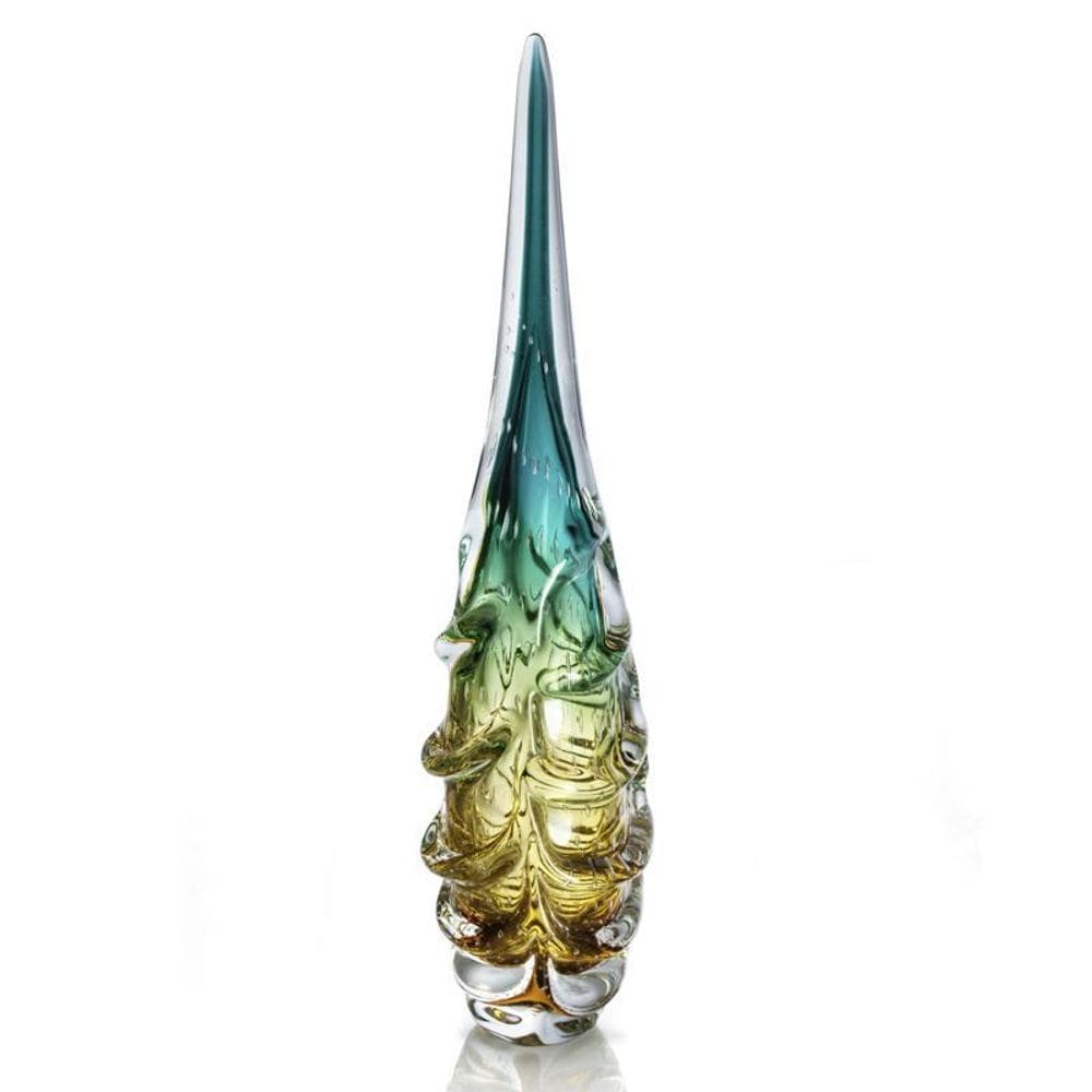 Escultura Cristal Murano Esmeralda E Âmbar São Marcos 60Cm