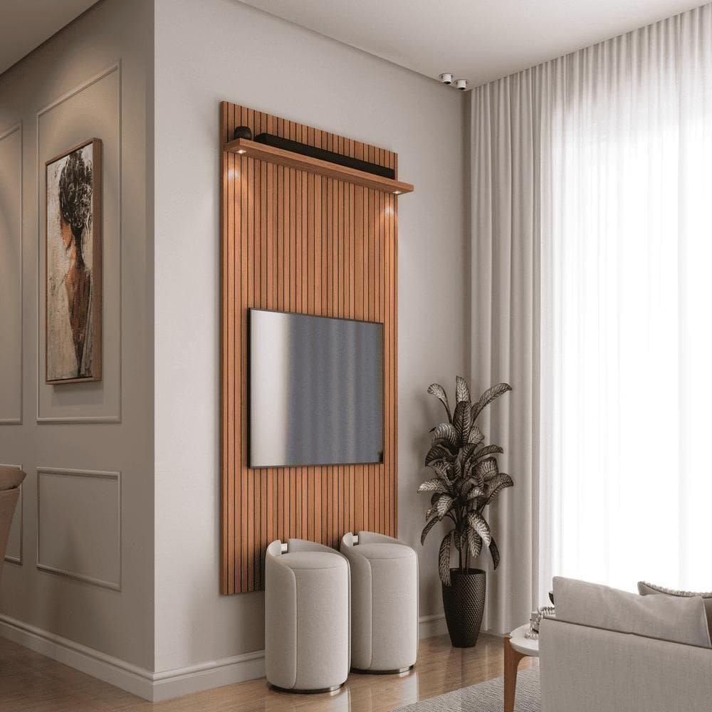 Painel Tv Berlim Jequitiba Ripado 3d
