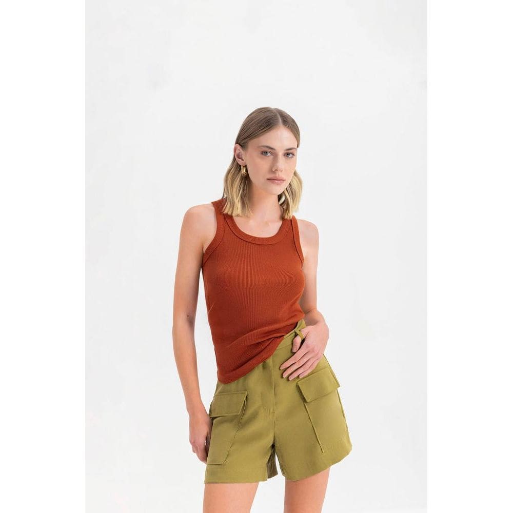 Blusa feminina em ribana canelada Essendi - P