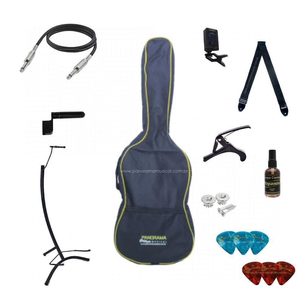 Kit Acessórios Para Violão 3/4 Elétrico Luxo Kit C/10 Itens
