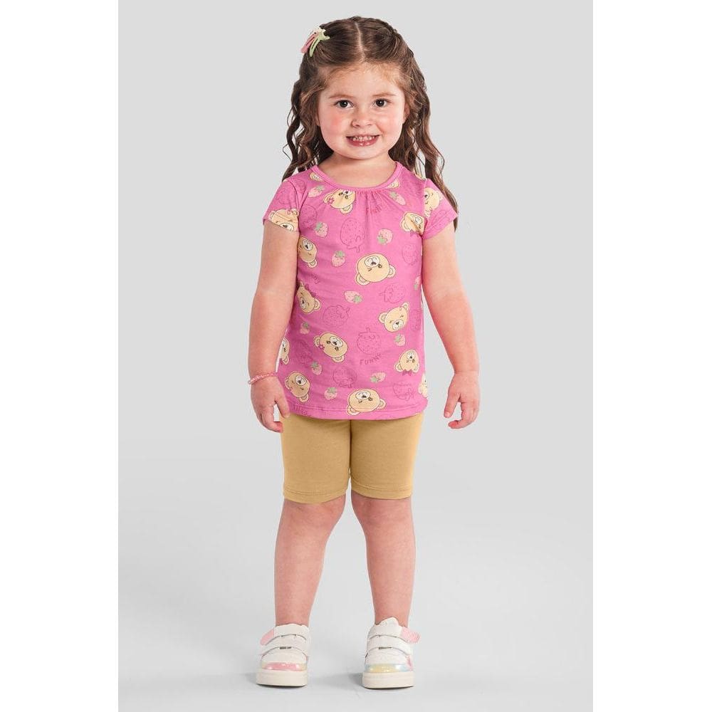 Conjunto infantil menina de ursinho Brandili