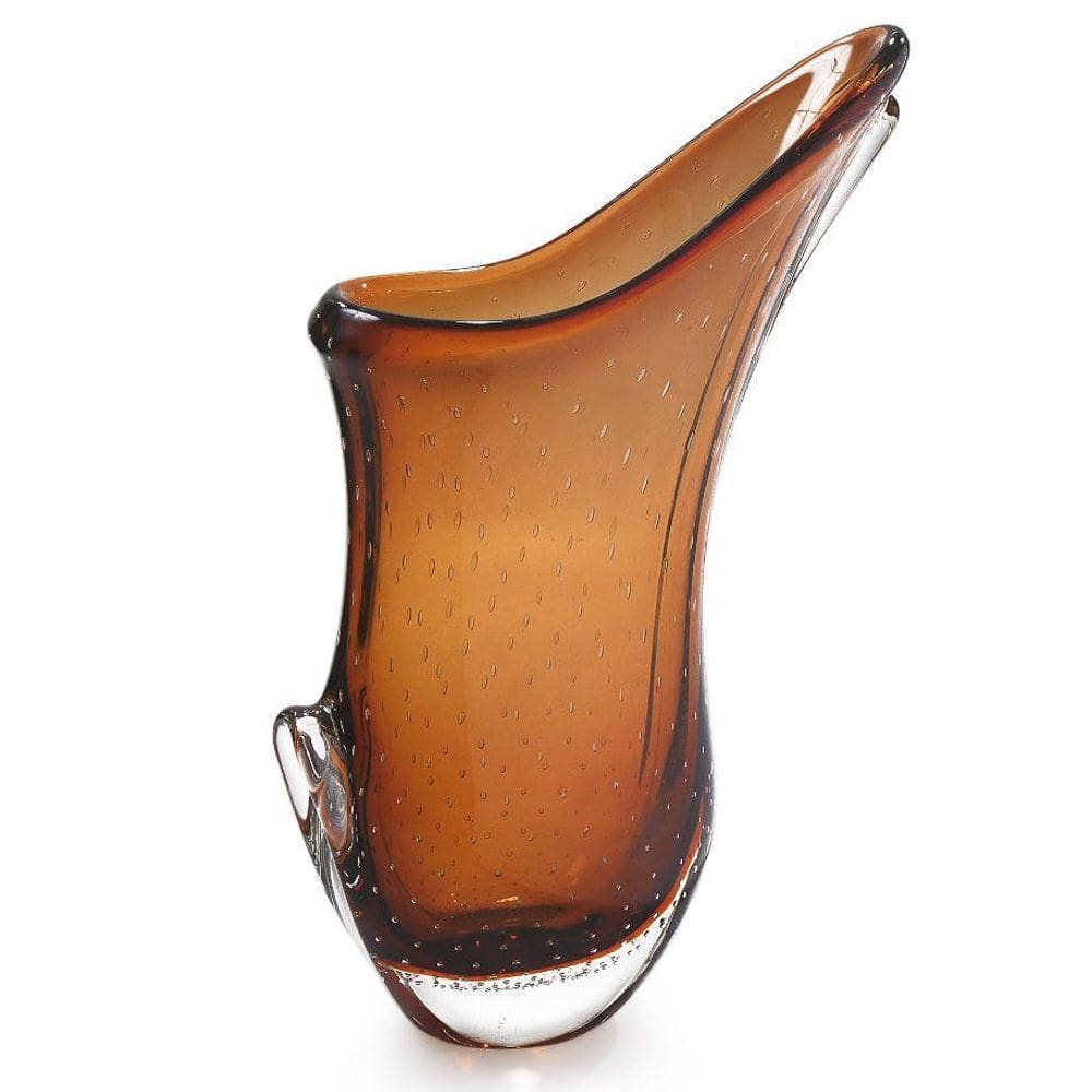 Vaso Em Cristal Murano Marrom - São Marcos 47Cm