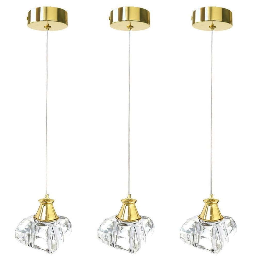 Kit 3 Pendente De Cristal Para Quarto Metal Dourado G9 Bet13
