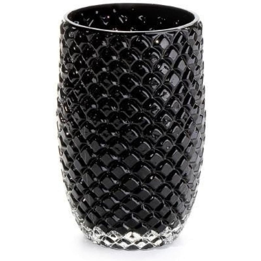 Vaso Em Cristal Murano Preto - São Marcos 29Cm