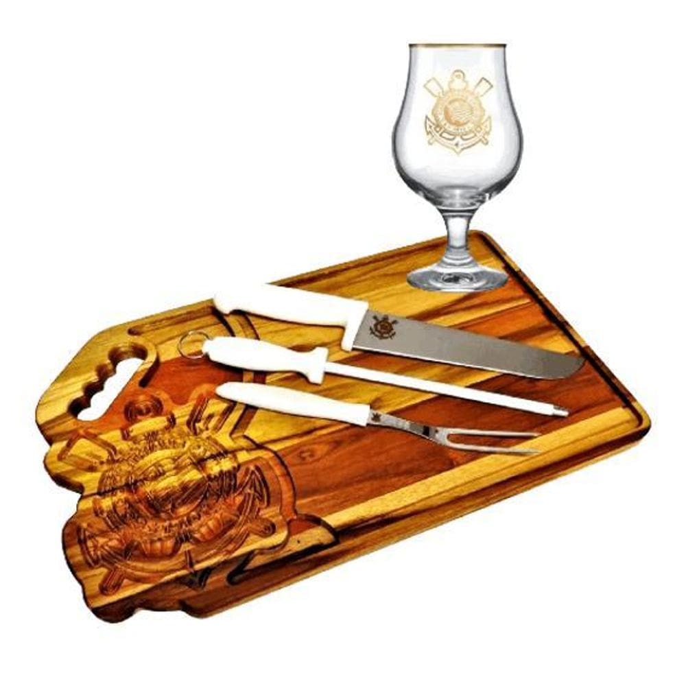 Tábua Churrasco Corinthians + Kit Churrasco + Taça Cerveja