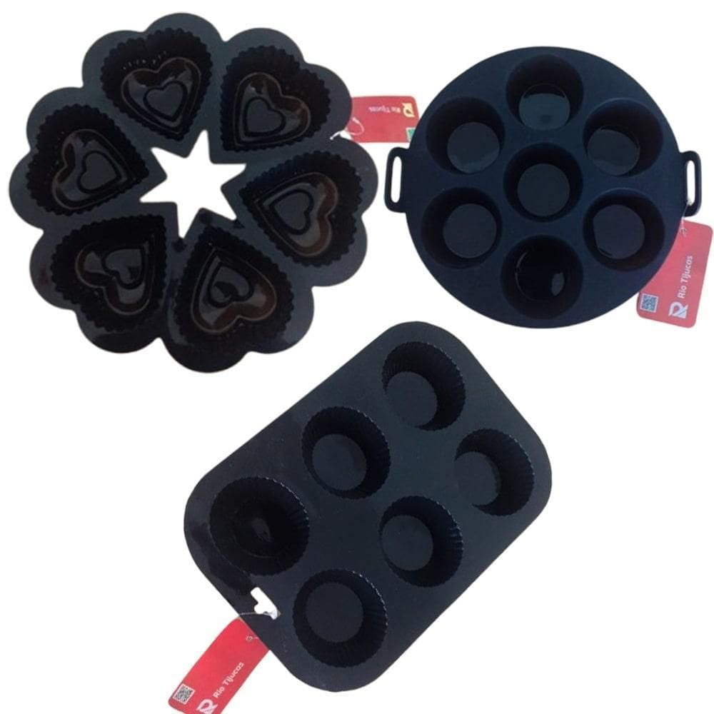 Kit 3 Formas De Silicone Bolo Bolinho Cupcake Escolha A Cor