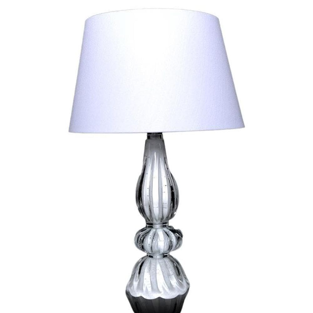 Abajour Em Cristal Murano Branco - São Marcos 43Cm
