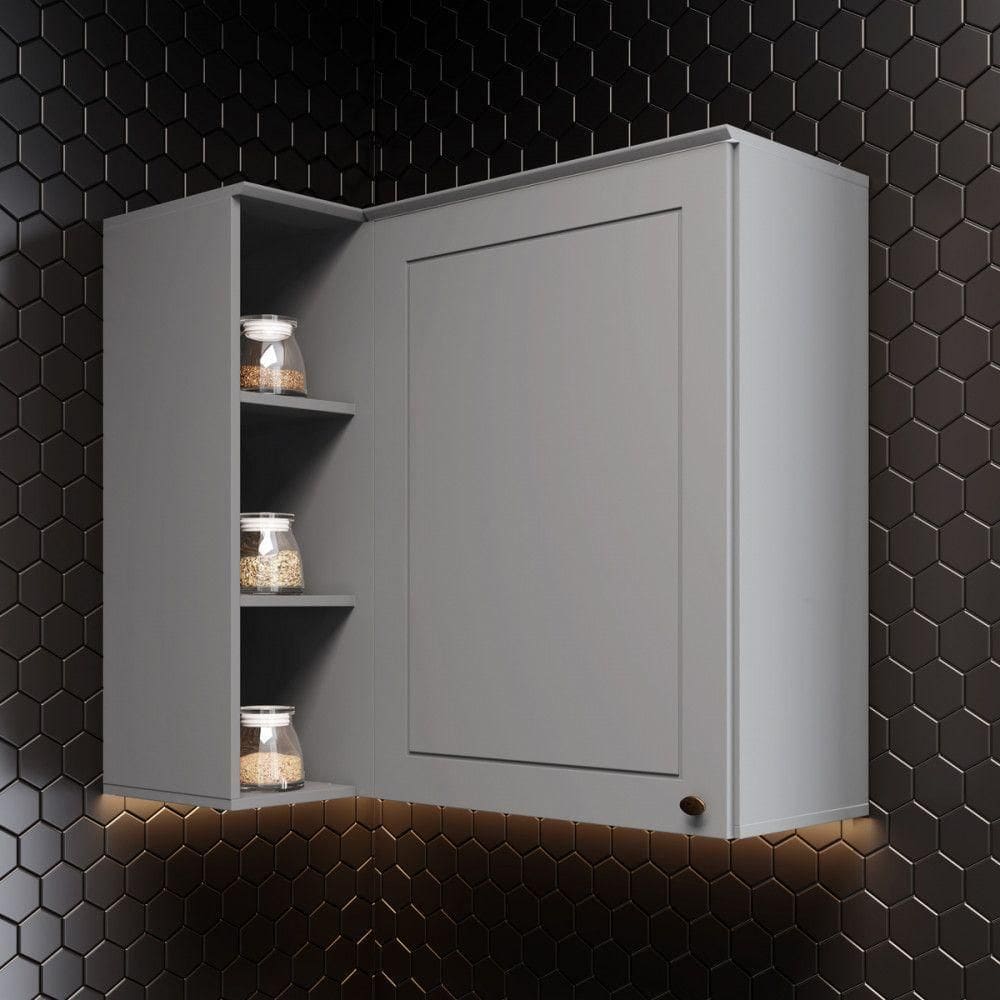 Armário Aéreo Canto Reto 1 Porta Americana Henn Cinza