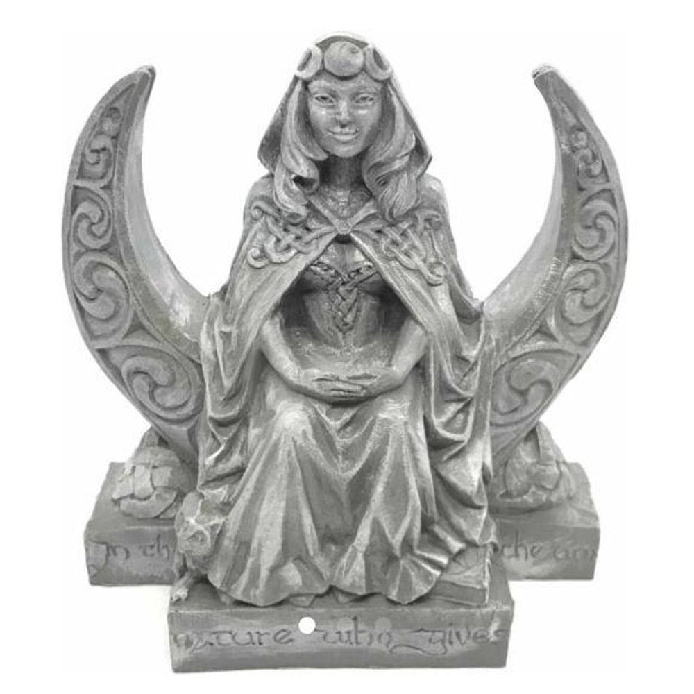 Escultura Deusa Lua 20 Cm Cinza Claro Em Resina