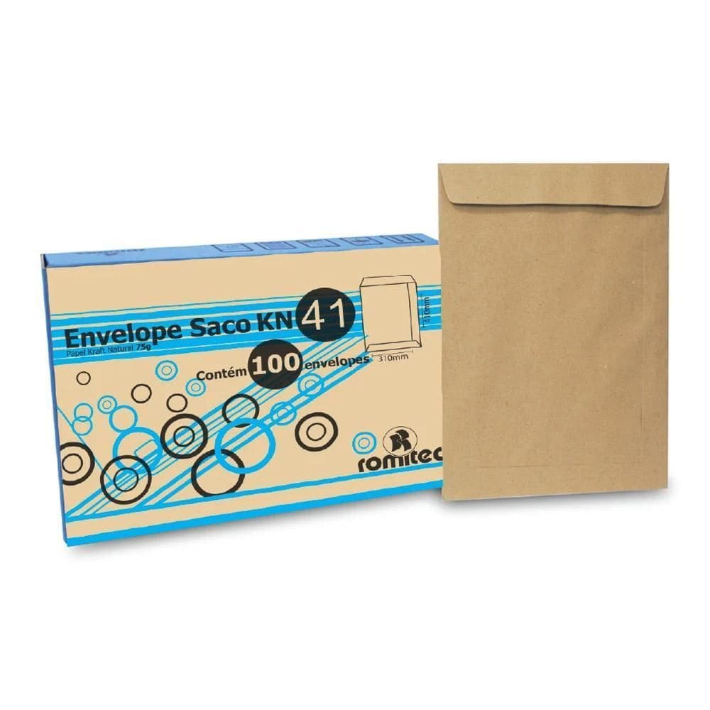 Envelope Kraft Natural 310X410Mm Com 100 Unidades Romitec