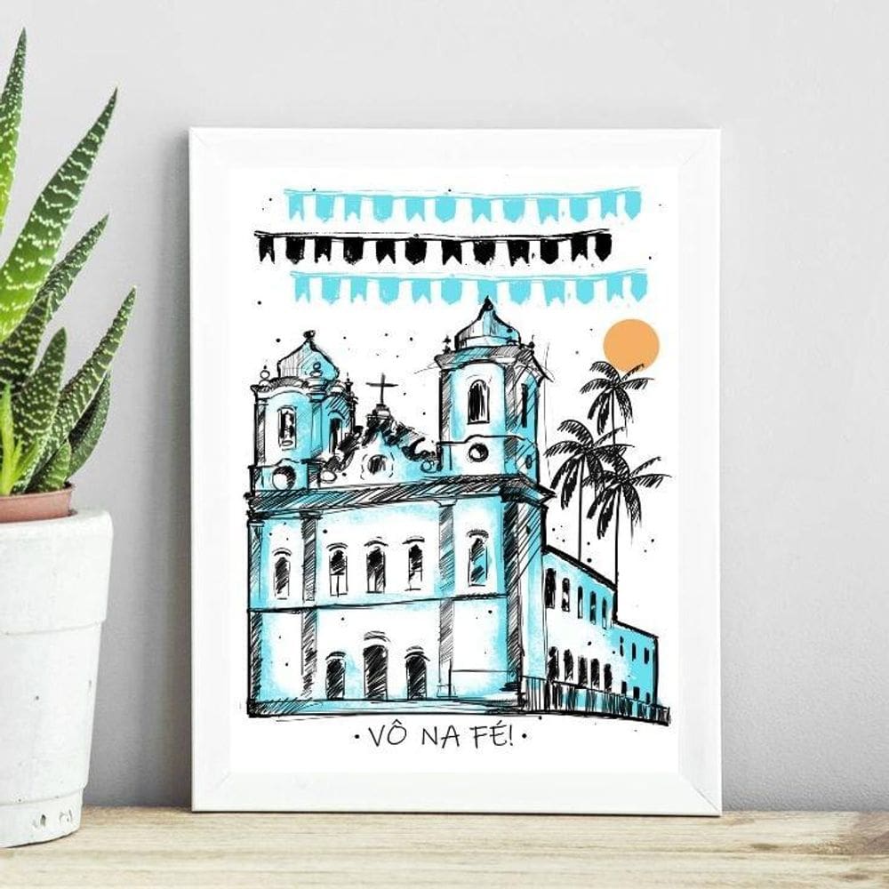 Quadro Poster Igreja Do Bonfim - Salvador 33X24Cm - Vidro