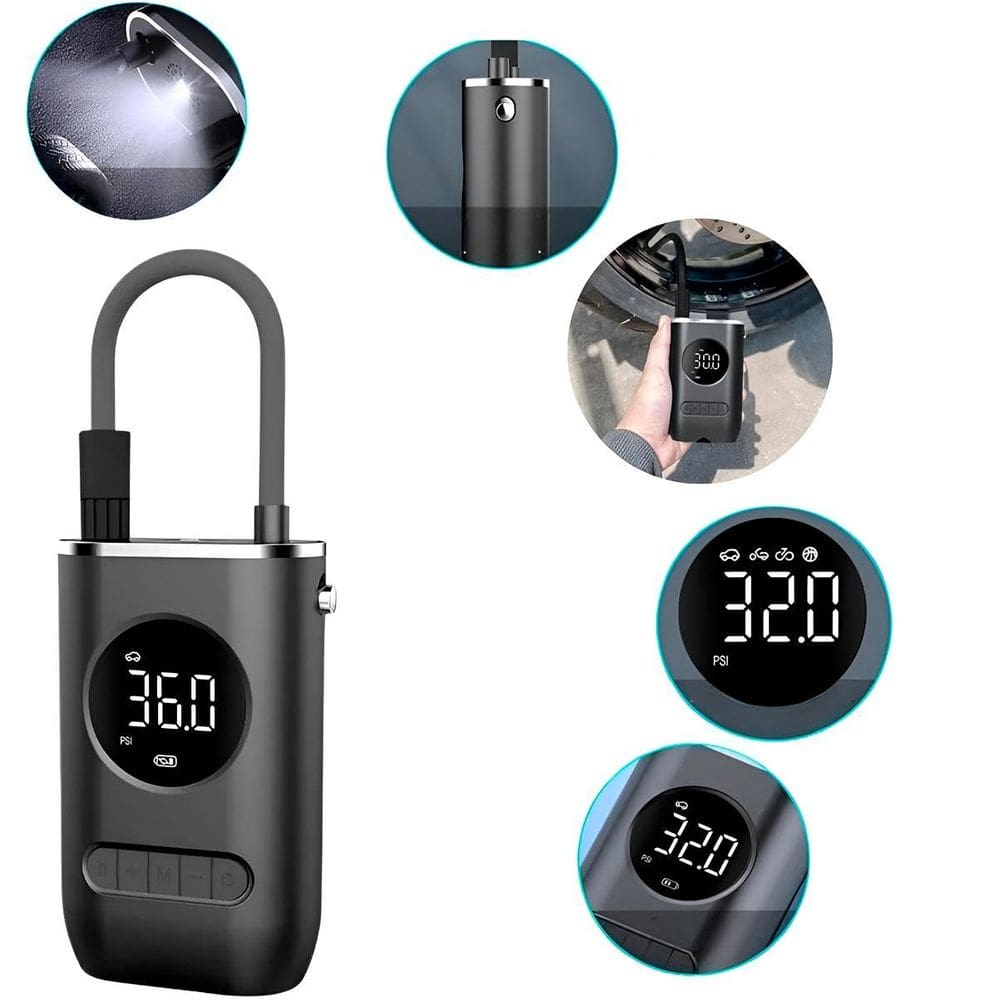 Compressor De Ar Digital Portátil Usb 150Psi Com Lanterna