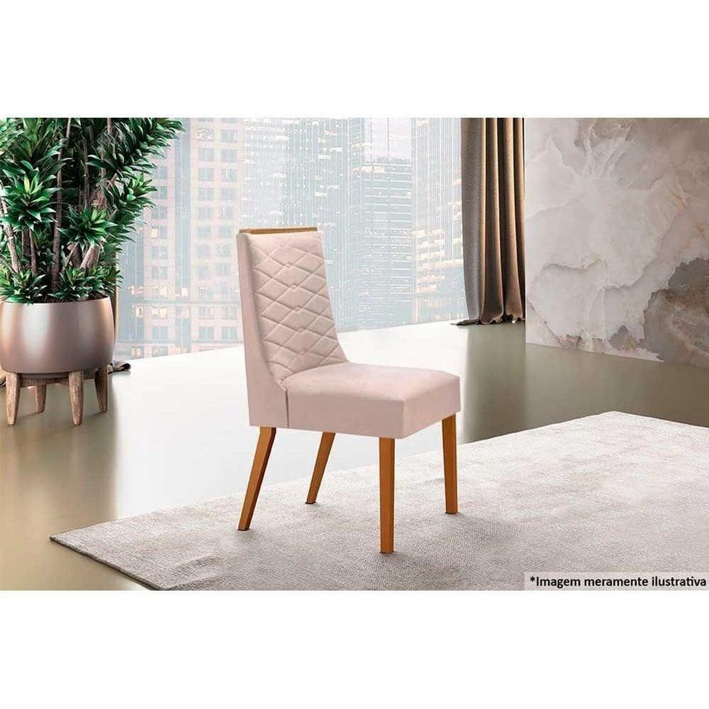 Cadeira Sala de Jantar Dafne Madeira Kit 2 Un Capuccino/Veludo Creme - Rufato