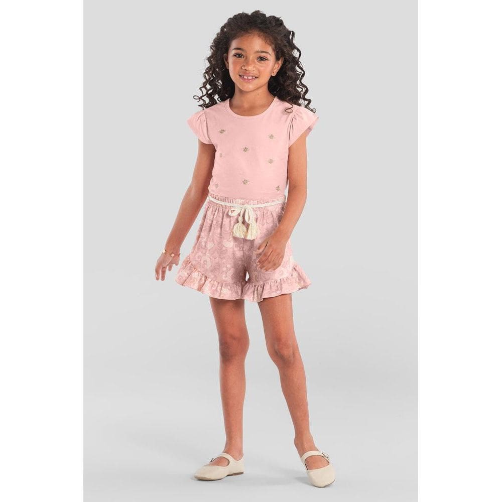Conjunto infantil menina com florzinhas Mundi