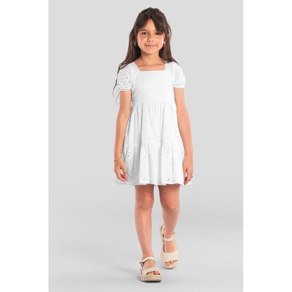 Vestido infantil menina bordado Mundi