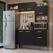 Armário de Cozinha Compacta 196cm Rustic/Preto Aura Madesa 01