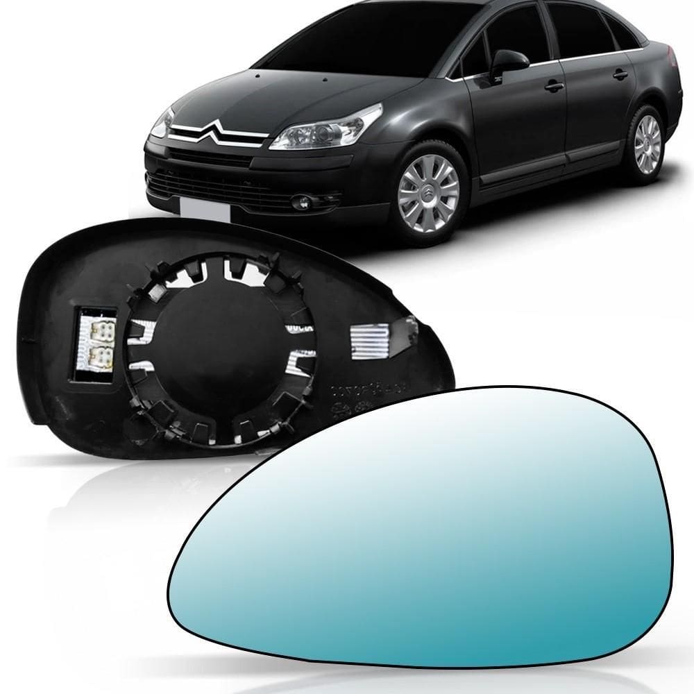 Espelho Base Retrovisor C4 2007 08 09 10 2011 Térmico Azul