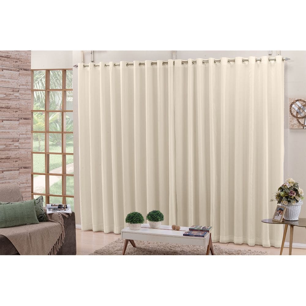 Cortina Voil Pérola Blackout Tecido 6,00x2,50 Ilhós Cromados