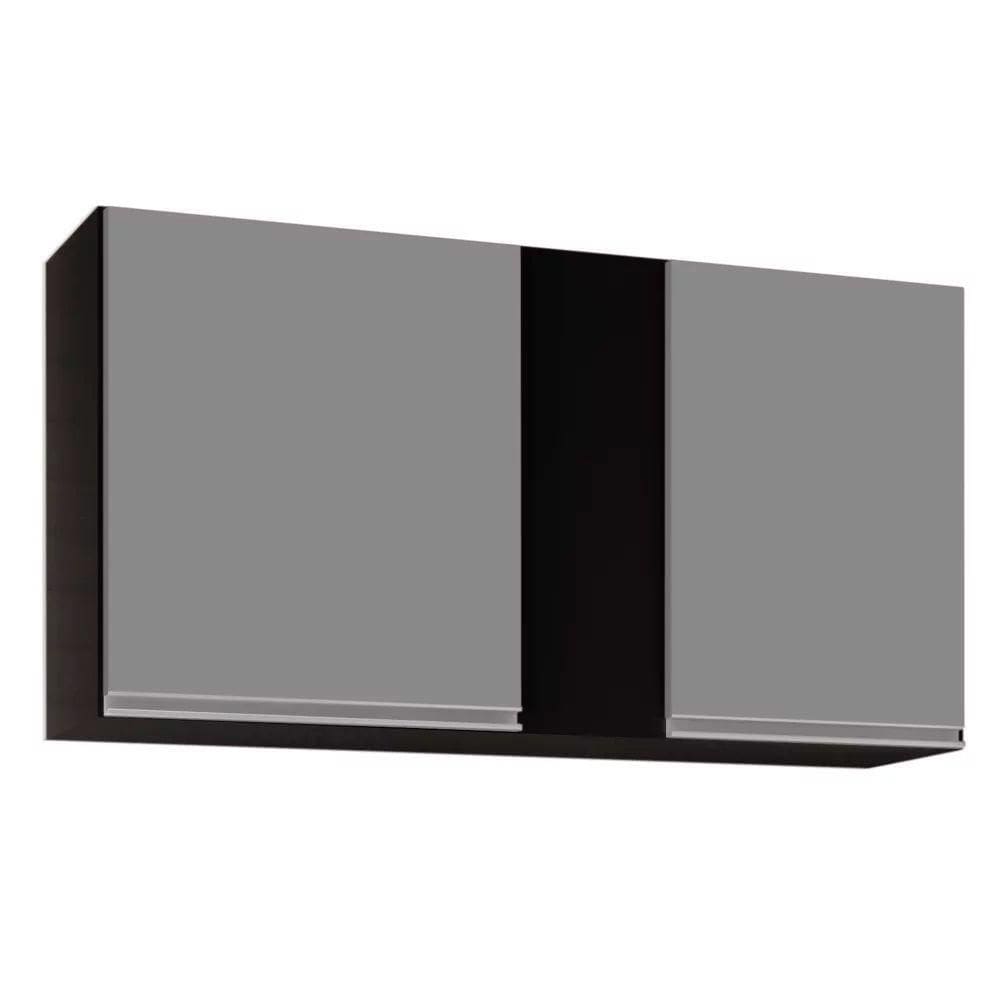 Armário Aéreo 02s Agata Preto Cinza 100cm