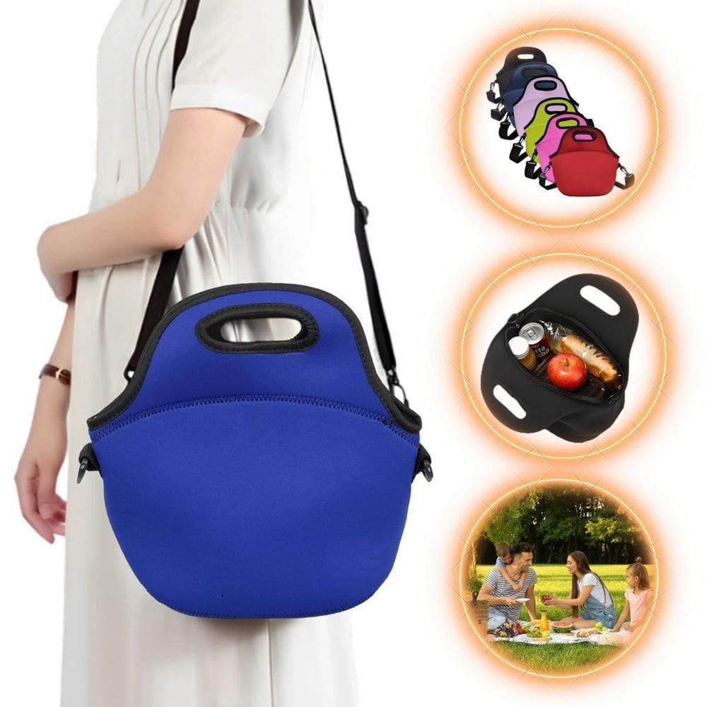 Bolsa Lancheira Térmica Neoprene Adulto Infantil Cor Azul