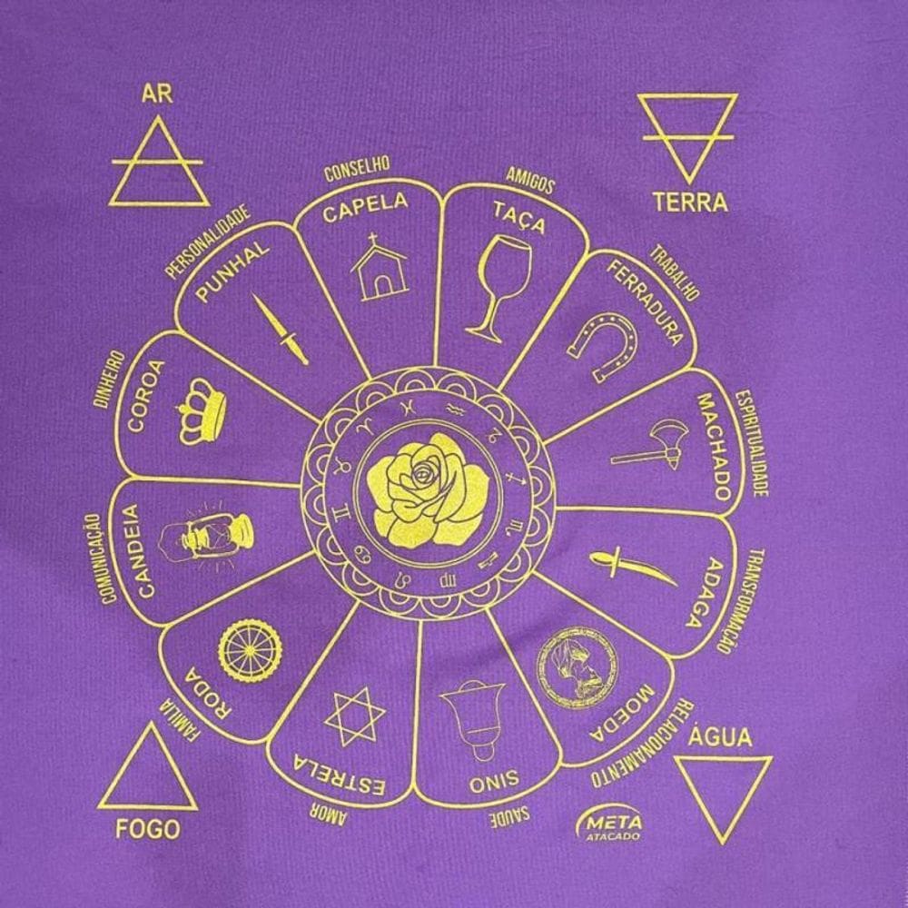 Toalha Cigana Silk Tecido Jogo Cartas Tarot 70X70Cm