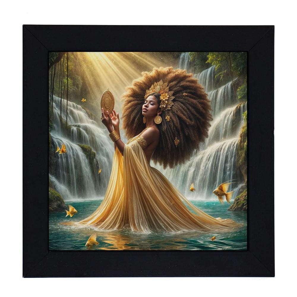 Quadro Orixá Oxum Moldura Preta 18 X 18 Cm