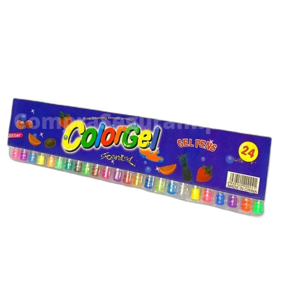 Caneta Gel Perfumadas Com Glitter Kit Com 24 Cores Pastéis