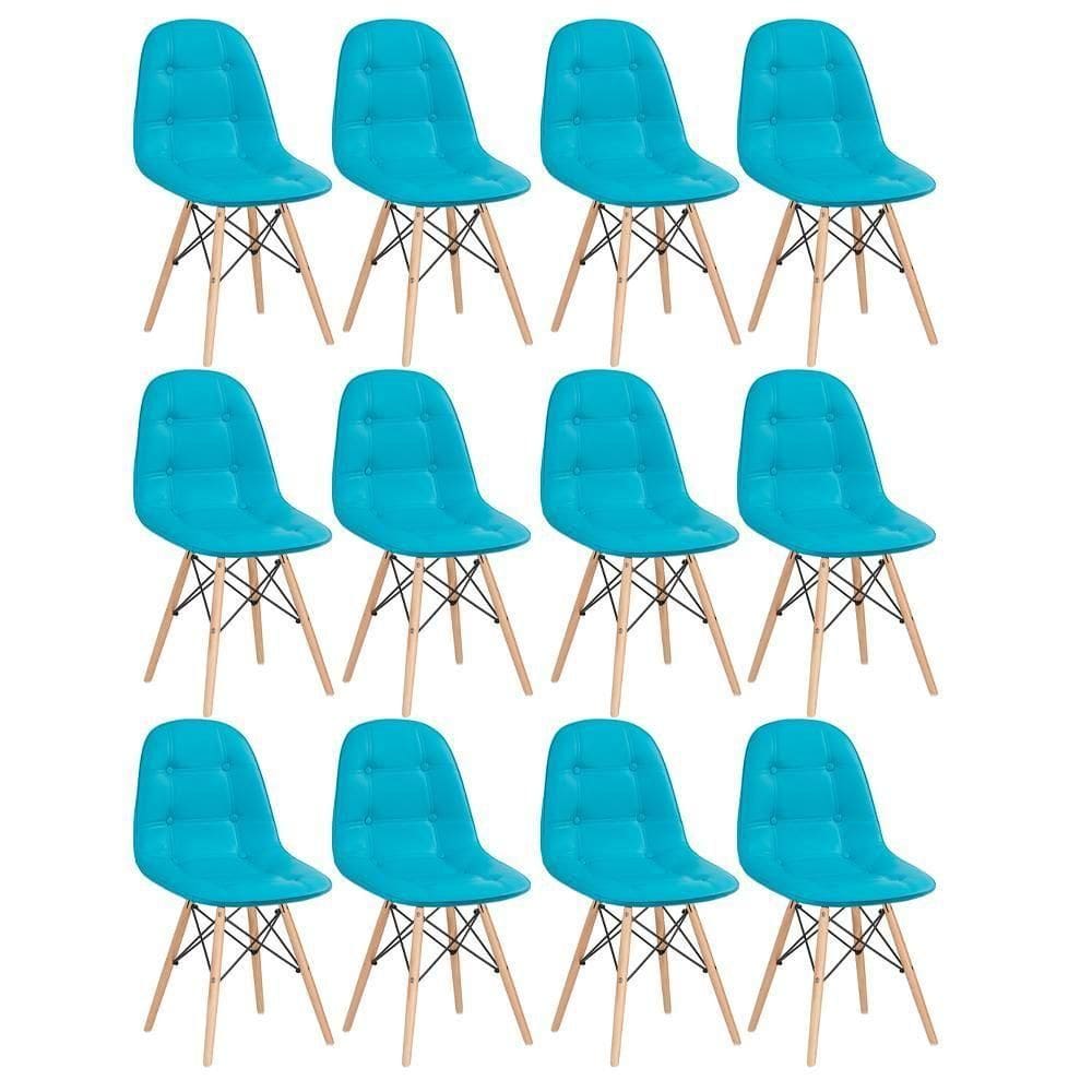 Kit - 12 X Cadeiras Estofadas Eames Eiffel Botonê - Tiffany