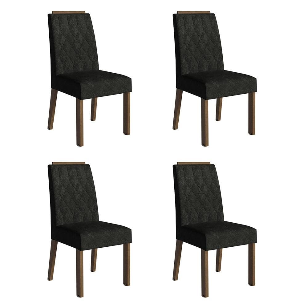 Kit 4 Cadeiras de Jantar 4256 com Espaldar Rustic/Oxford Madesa