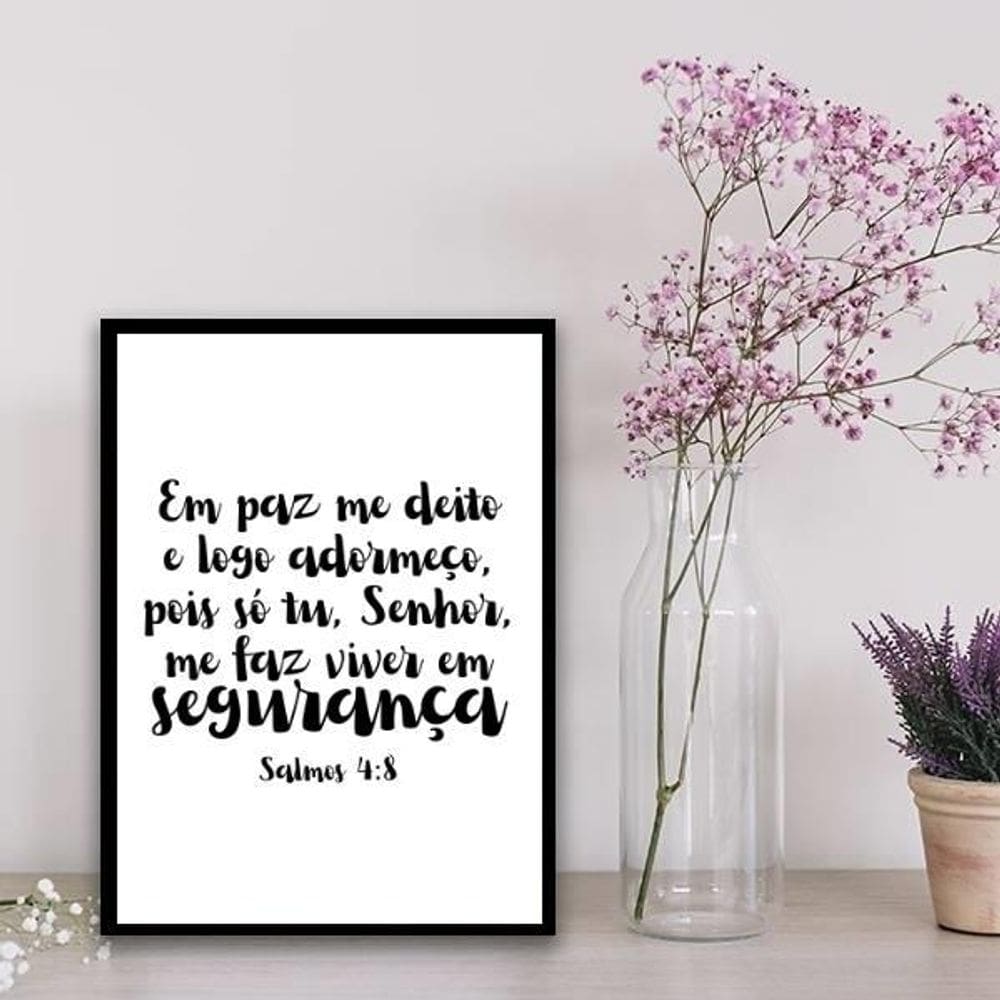 Quadro Salmo Em Paz Me Deito 24X18Cm - Com Vidro