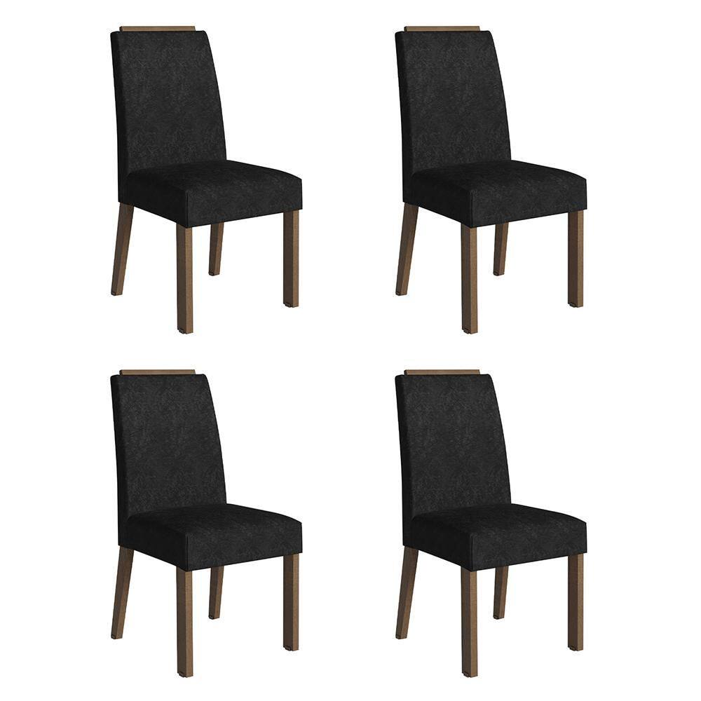 Kit 4 Cadeiras de Jantar 4255 com Espaldar Rustic/Oxford Madesa