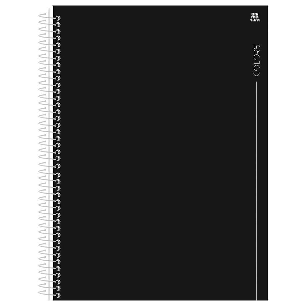 Caderno Univ 10 Matérias 160Fls Colors Preto Animativa