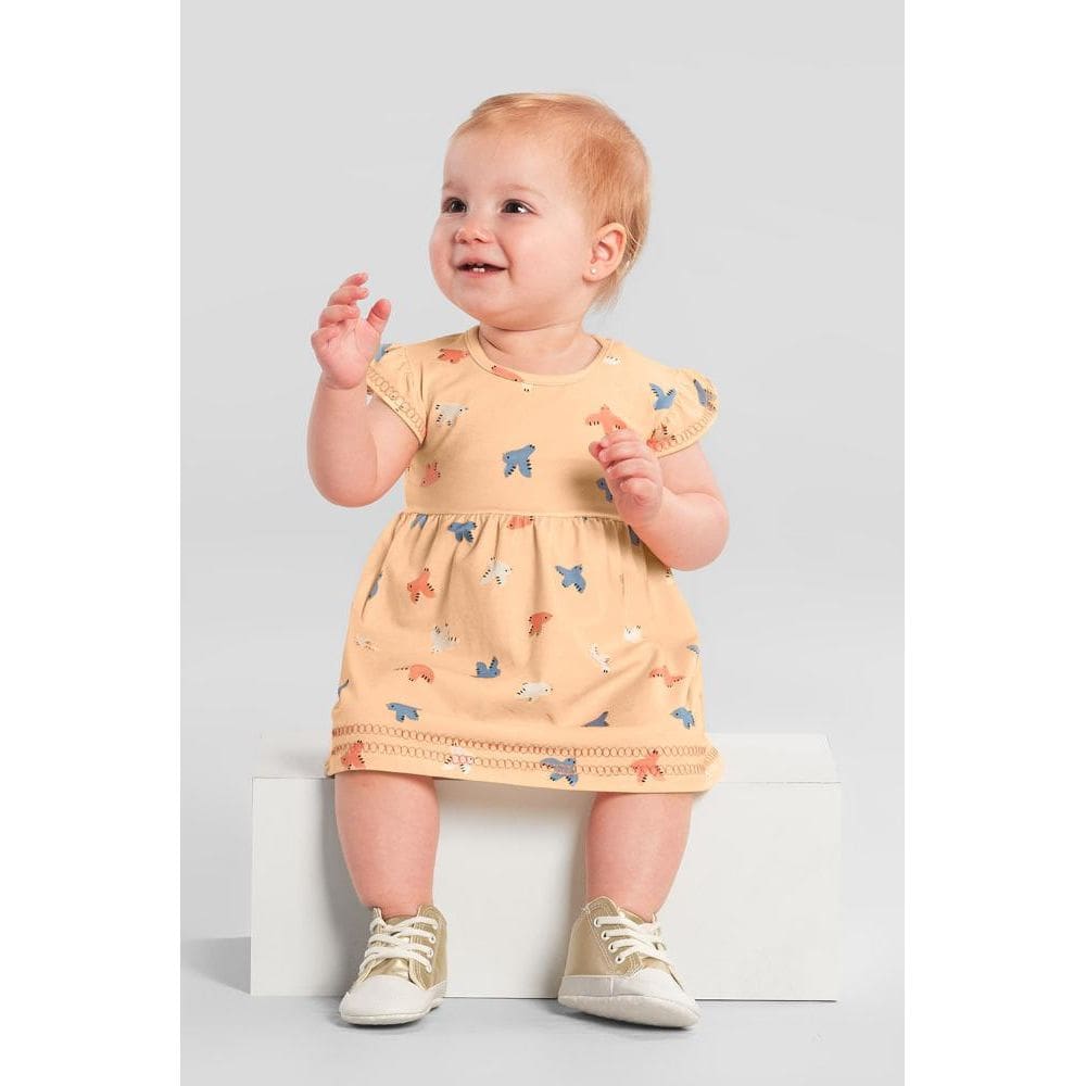 Vestido bebê menina de passarinho Brandili Baby