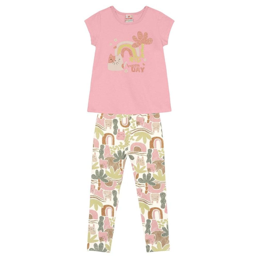 Conjunto infantil menina de gatinhos Brandili
