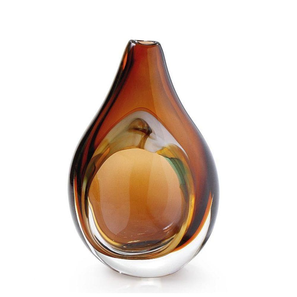 Vaso Em Cristal Murano Marrom - São Marcos 34Cm
